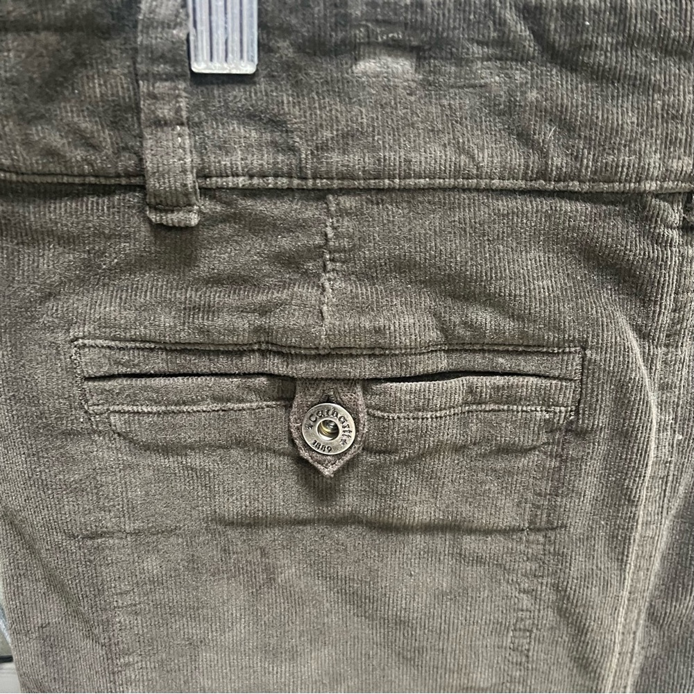 Carhartt Corduroy Skirt Size 8 Olive Green Knee Length Fall Pockets Academia - Picture 6 of 10